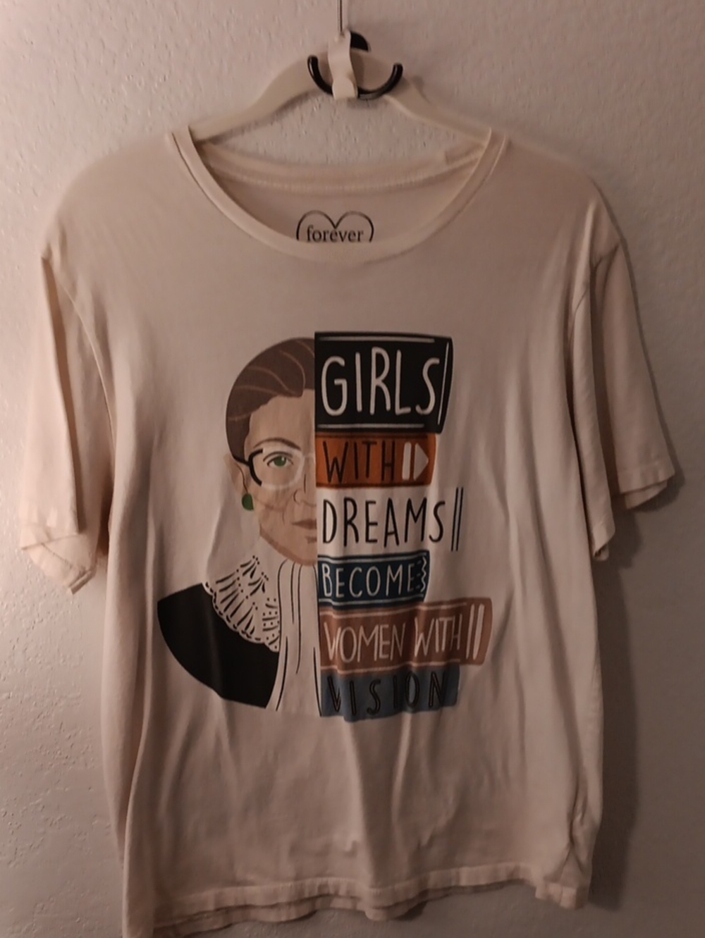 Forever Me Preloved Cream Graphic Tee with Multicolor Feminist Print